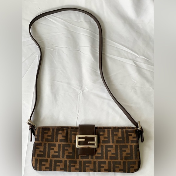 FENDI Zucca Shoulder Bag Cross Body Bag Canvas Leather - Picture 2 of 7